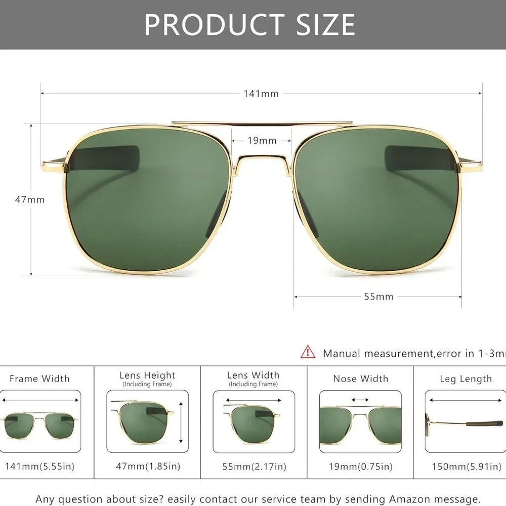 Men's Military Style Polarized Pilot Aviator Sunglasses Bayonet Temples - Picture 5 of 8